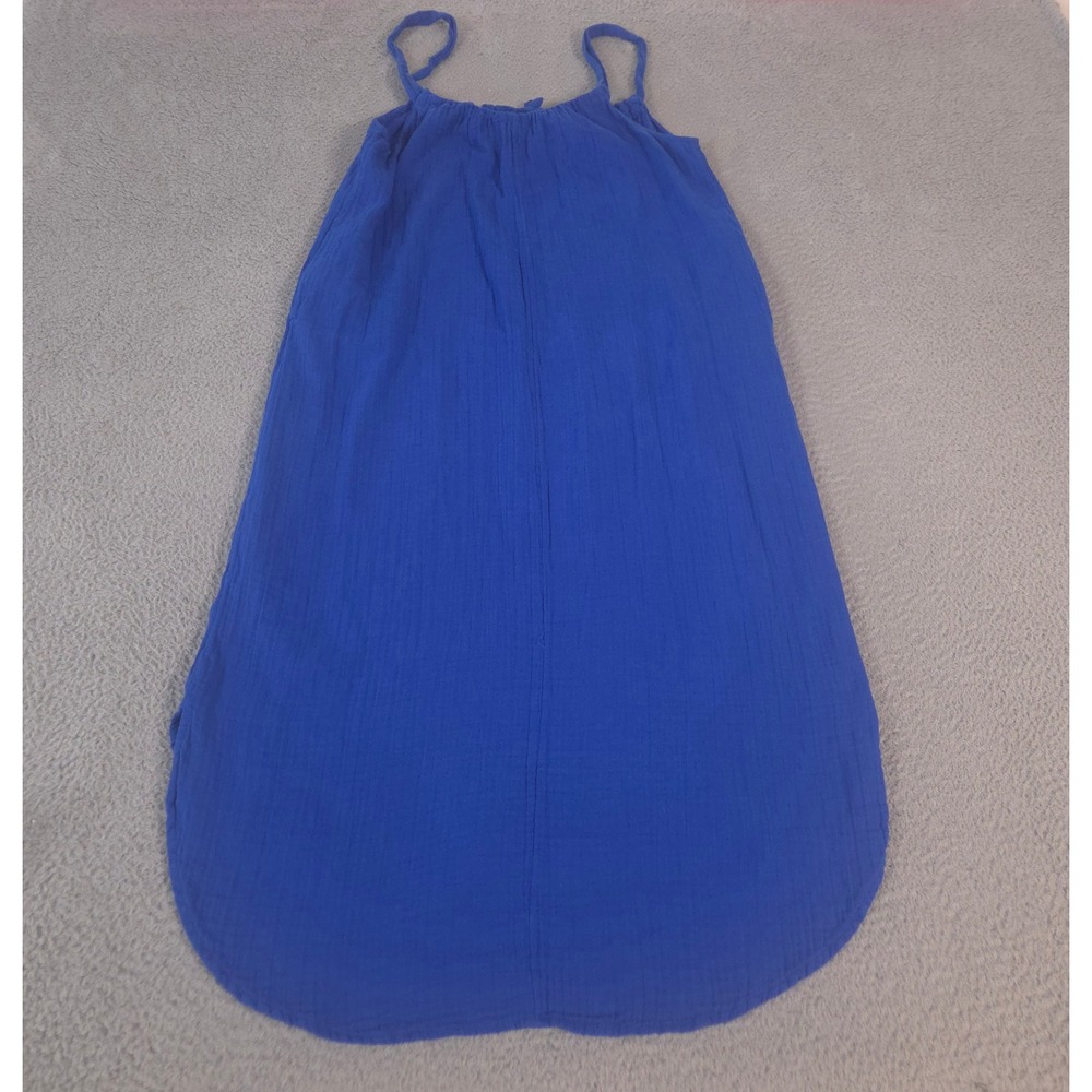 Old‎ Navy Dress Womens M Blue Sleeveless Shirred Maxi Cotton Gauze Lightweight